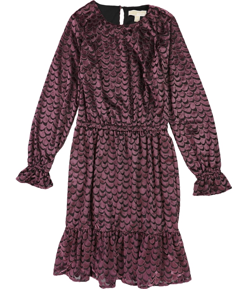Michael Kors Womens Velvet Tie Waist A-line Dress