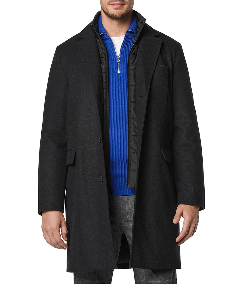 Andrew Marc Mens Sheffield Slim Fit Single Breasted Overcoat Dress