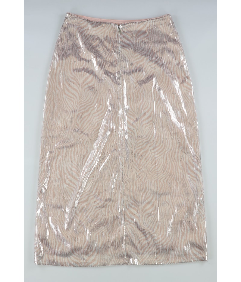 Michael Kors Womens Zebra Print Sequined Midi Skirt