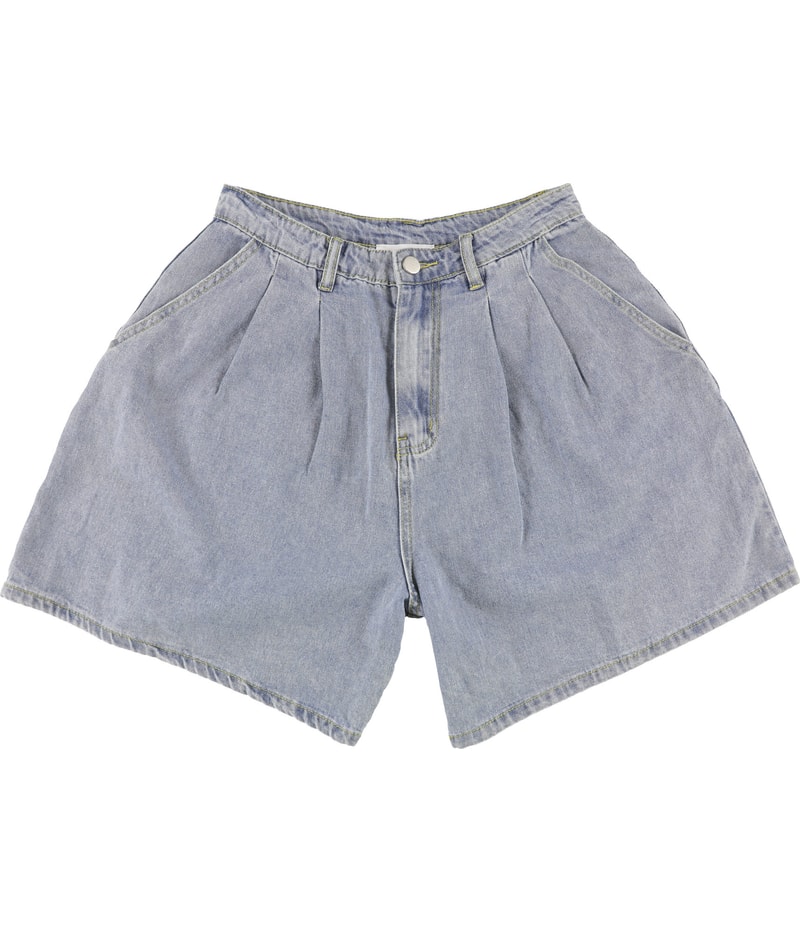 MABLE Womens Pleated Casual Denim Shorts