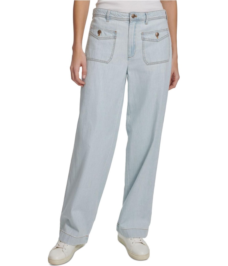 Nautica Womens Patch Pocket Wide Leg Regular Jeans