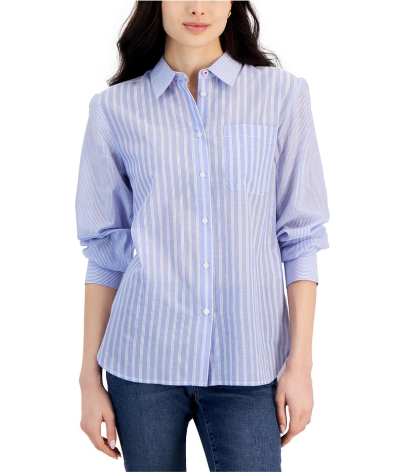 Nautica Womens Striped Button Up Shirt