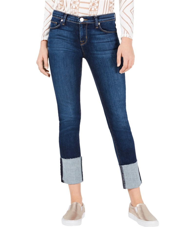 Hudson Womens Tally Deep Cuff Straight Leg Regular Cropped Jeans