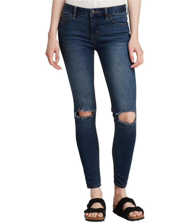 Free People Womens Destroyed Tapered Skinny Jeans