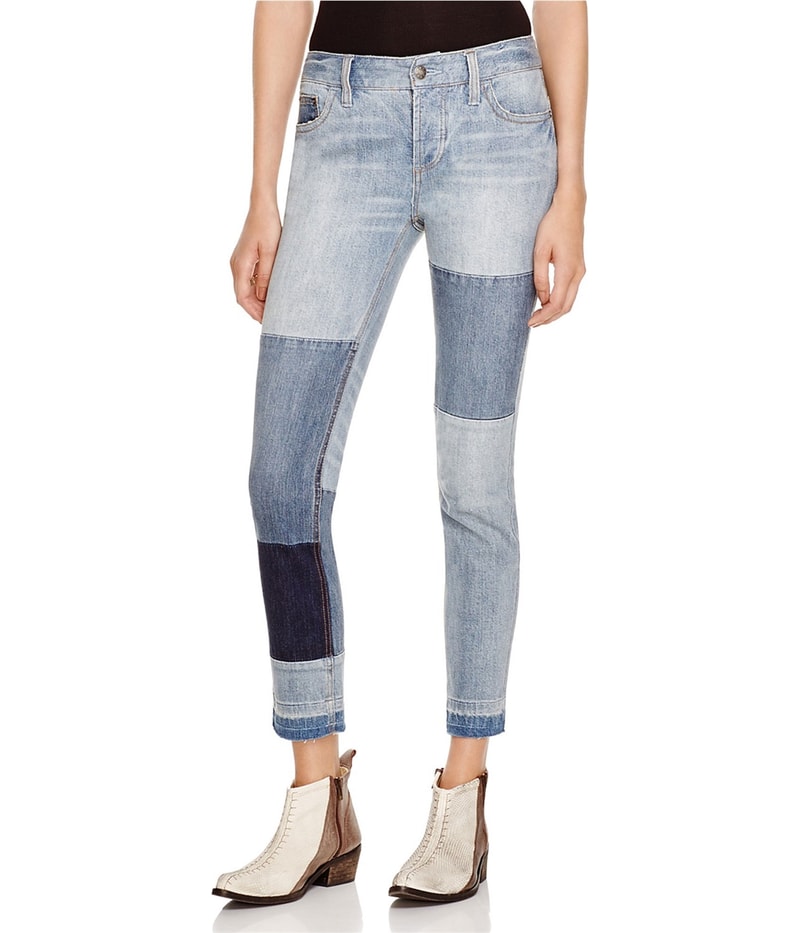 Free People Womens Patched Tapered Skinny Jeans