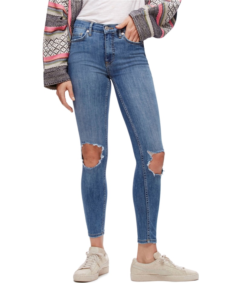 Free People Womens Busted Knee Tapered Skinny Jeans
