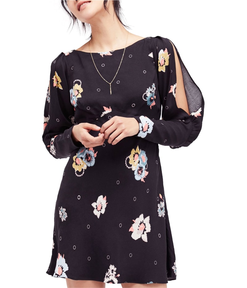 Free People Womens Sunshadows Split-Sleeve Mini Dress