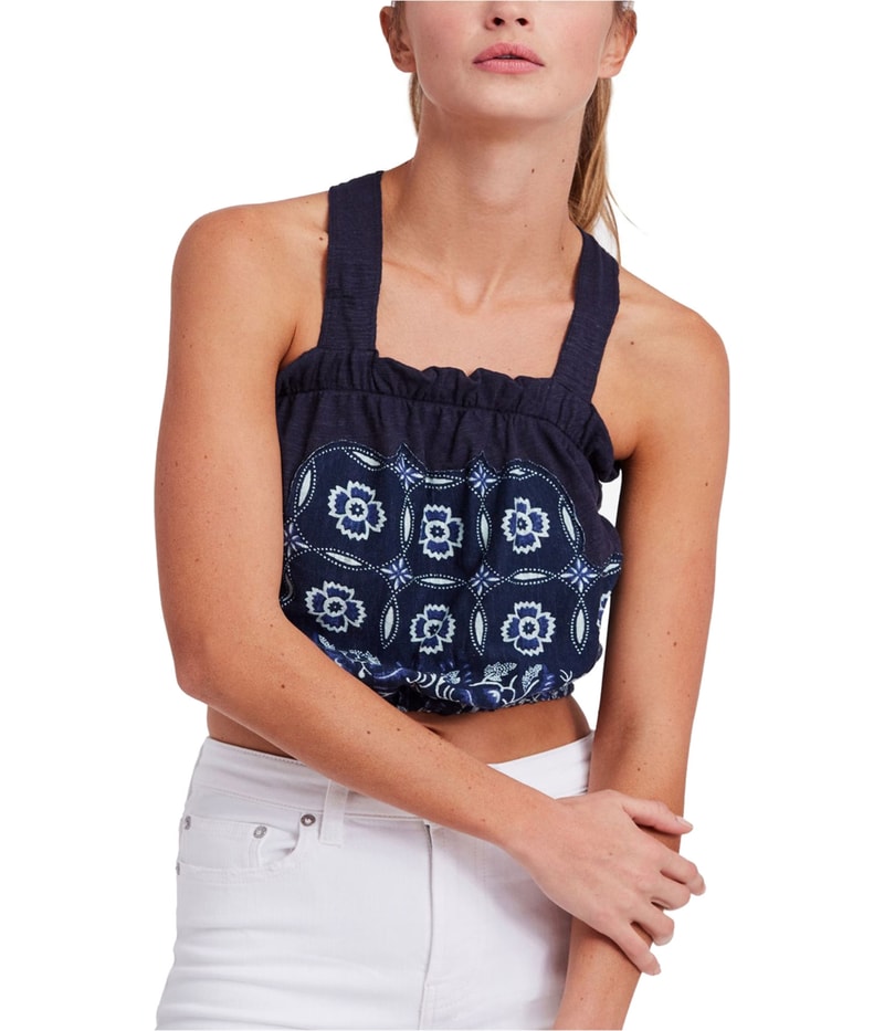 Free People Womens Bubble Crop Top Blouse