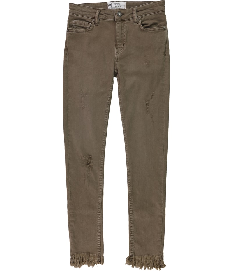 Free People Womens Distressed Tapered Skinny Jeans