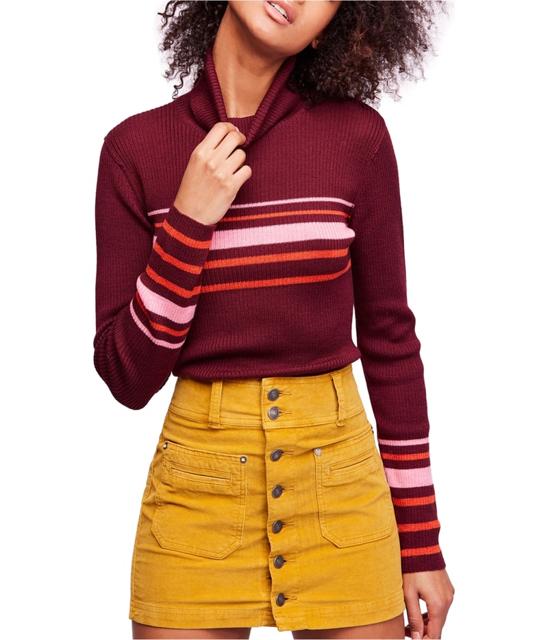 Free People Womens Ribbed Pullover Sweater