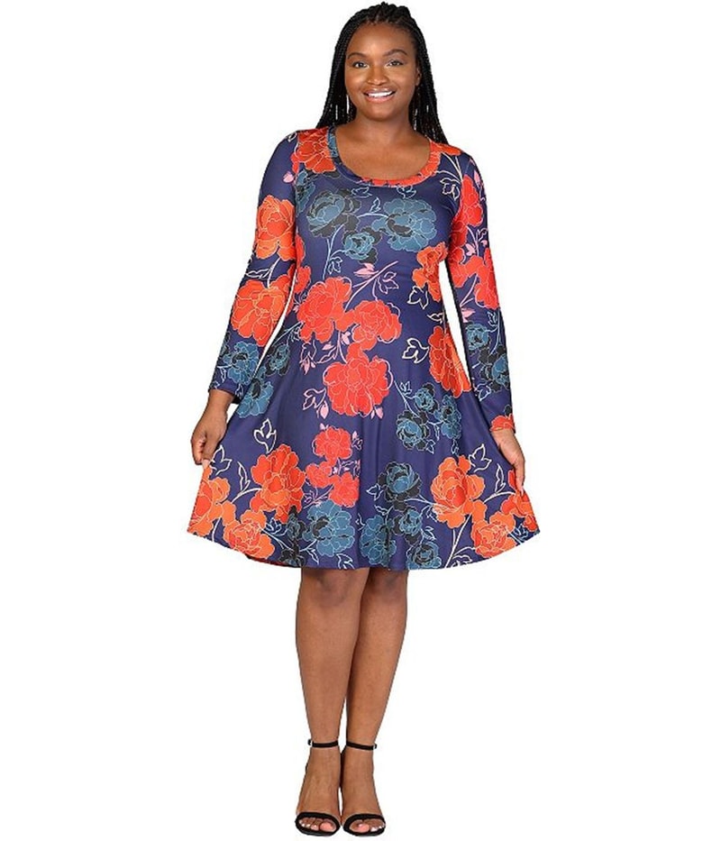 24seven Womens Floral A-line Dress