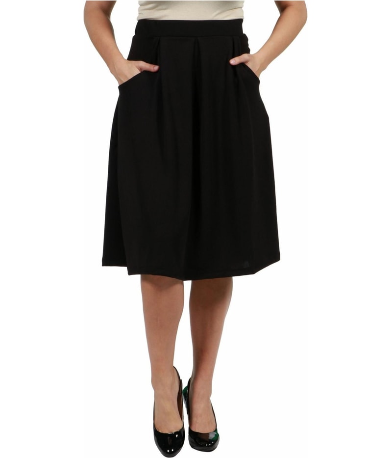 24seven Womens Solid Classic Pleated Skirt