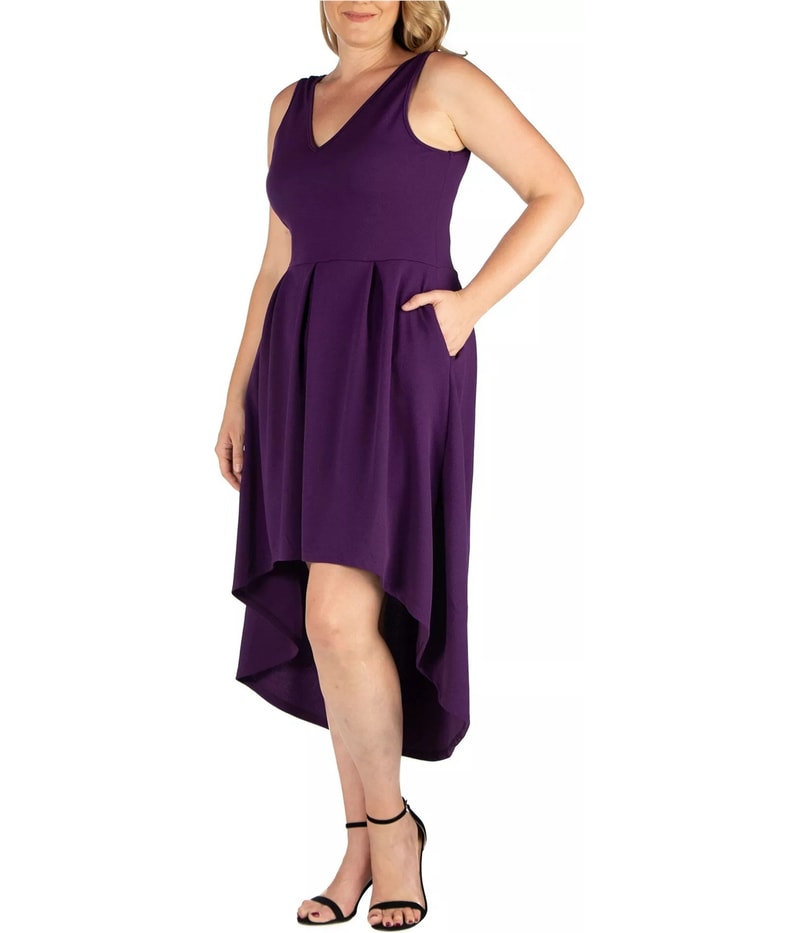 24seven Womens Textured High-Low Dress