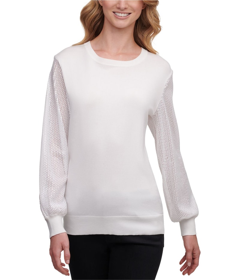 DKNY Womens Sequin Pullover Sweater