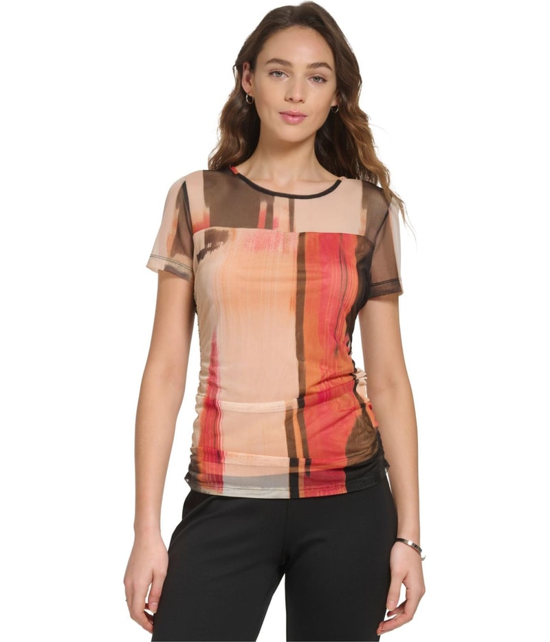 DKNY Womens Ruched Top Knit Blouse