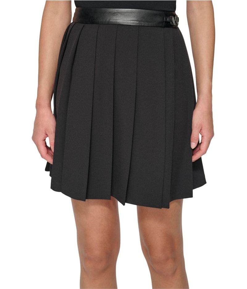 DKNY Womens Faux Leather Mini Skirt