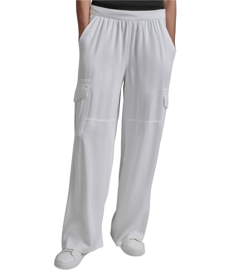 DKNY Womens Twill Wide Leg Cargo Casual Pants