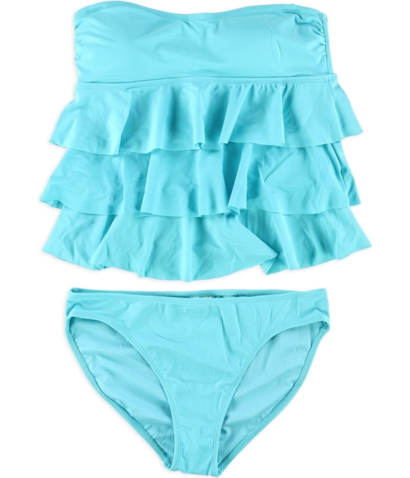 Island Escape Womens Tiered Shaper Strapless 2 Piece Bandeau