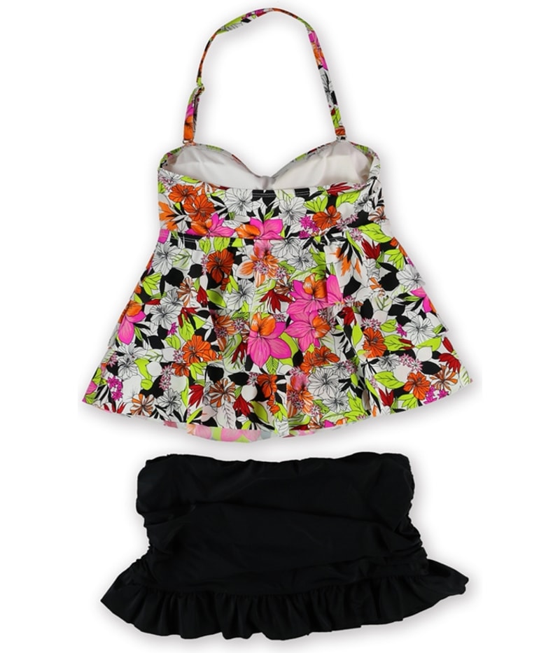 Island Escape Womens Tiered Ruffle Bandini 2 Piece Bandeau