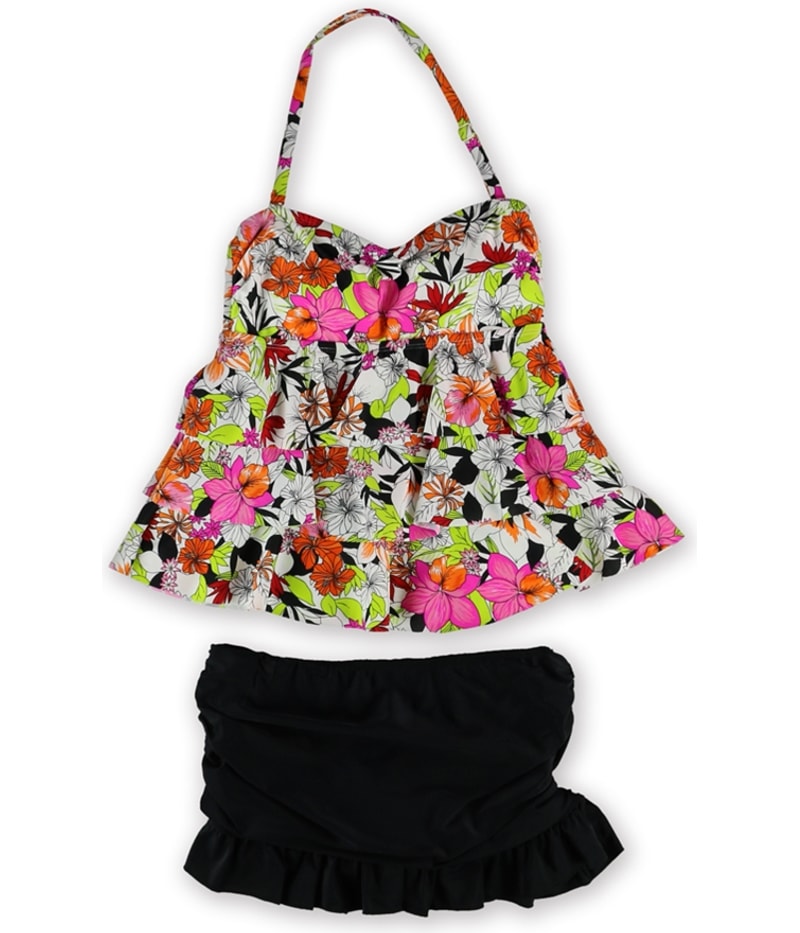 Island Escape Womens Tiered Ruffle Bandini 2 Piece Bandeau