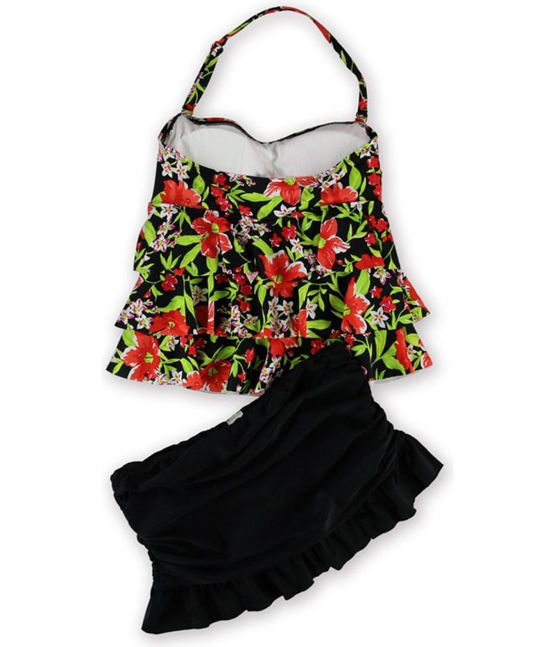 Island Escape Womens Tiered Ruffle Skirtini 2 Piece Bandeau