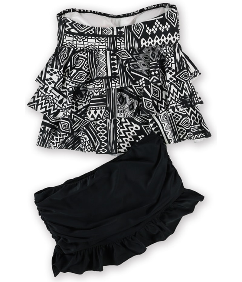 Island Escape Womens Tiered Ruffle Skirtini 2 Piece Bandeau
