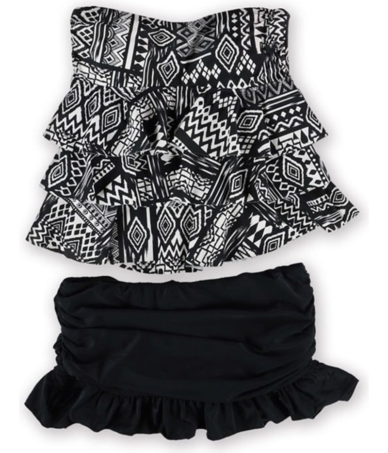 Island Escape Womens Tiered Ruffle Skirtini 2 Piece Bandeau