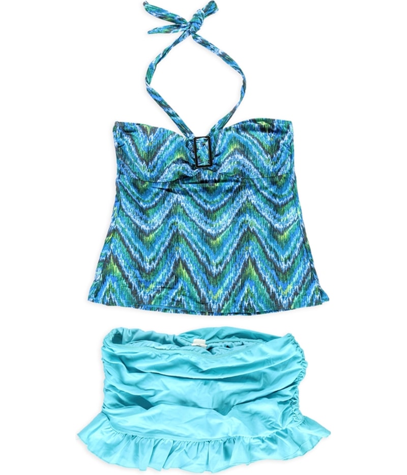 Island Escape Womens Patterned Ruffled Skirt 2 Piece Bandini