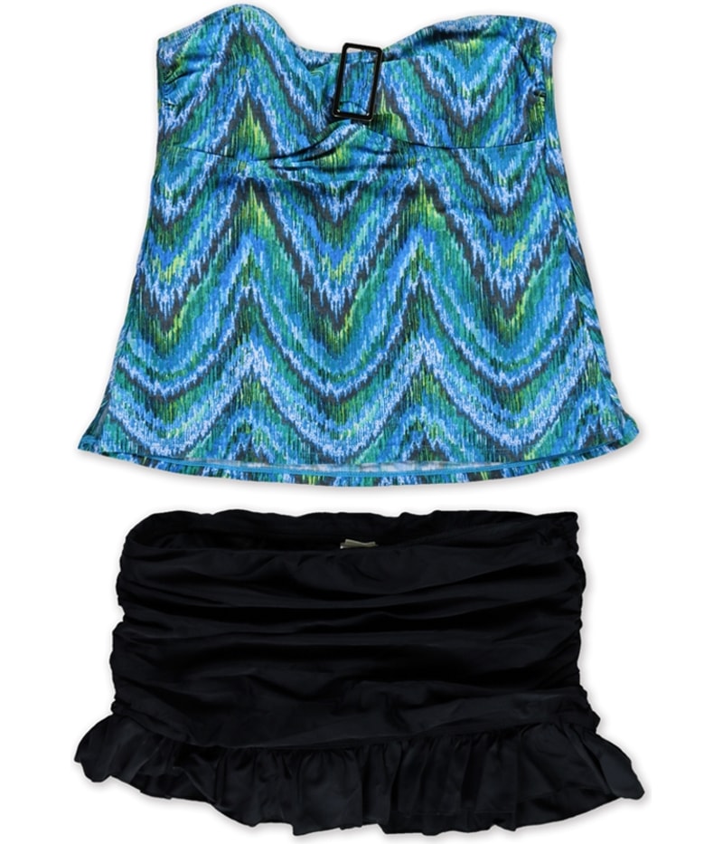 Island Escape Womens Patterned Ruffled Skirtini 2 Piece Bandini