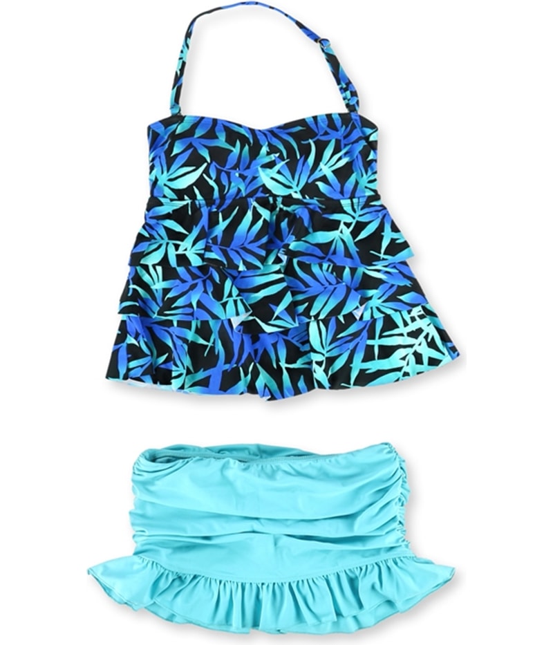 Island Escape Womens Tahiti Ruffled Skirtini 2 Piece Bandeau