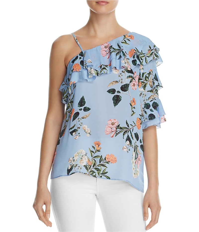 Parker Womens Floral One Shoulder Blouse