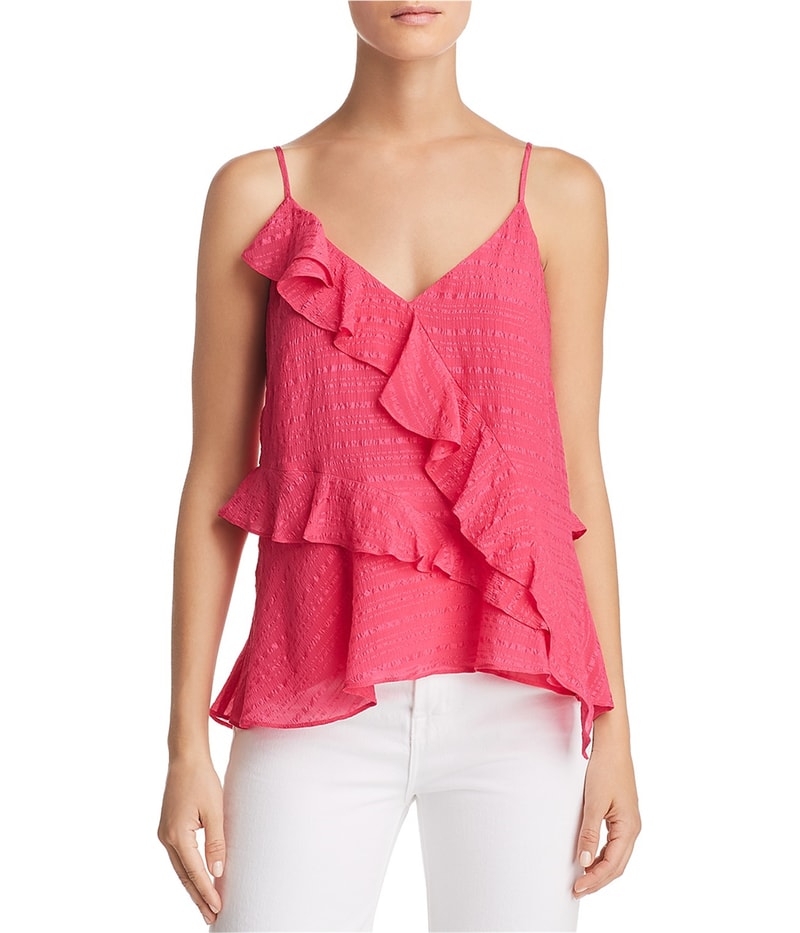 Parker Womens Ruffle Silk Cami Tank Top