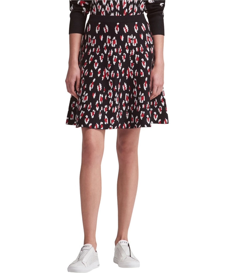 DKNY Womens Leopard A-line Skirt
