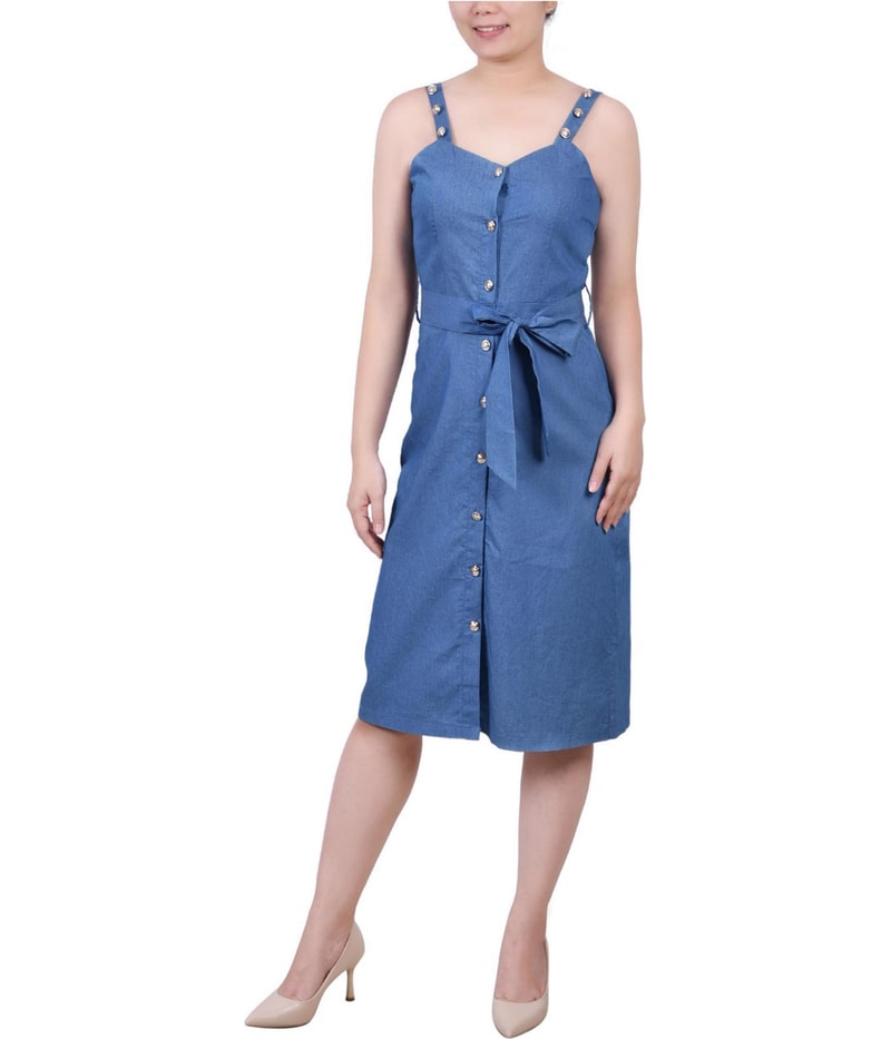 NY Collection Womens Chambray Sundress