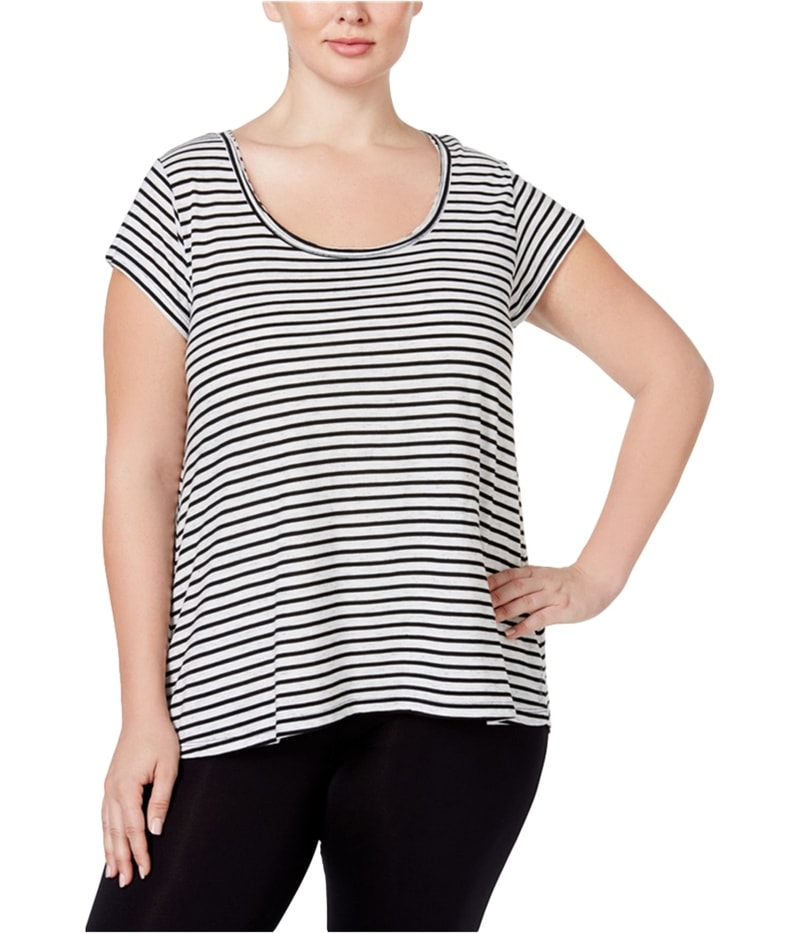 Calvin Klein Womens Striped Hi-Lo Graphic T-Shirt