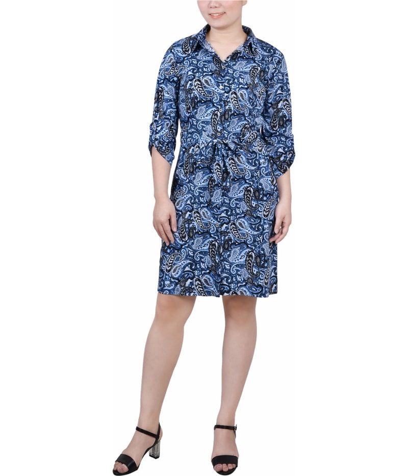 NY Collection Womens Collared Top Shirt Dress
