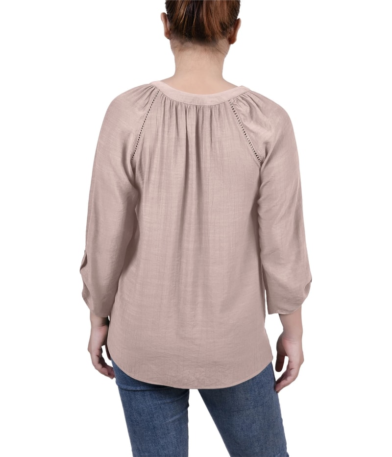 NY Collection Womens Split Neck Tunic Blouse