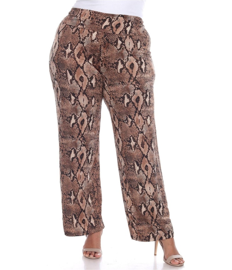 White Mark Womens Printed Wide Leg Casual Pants