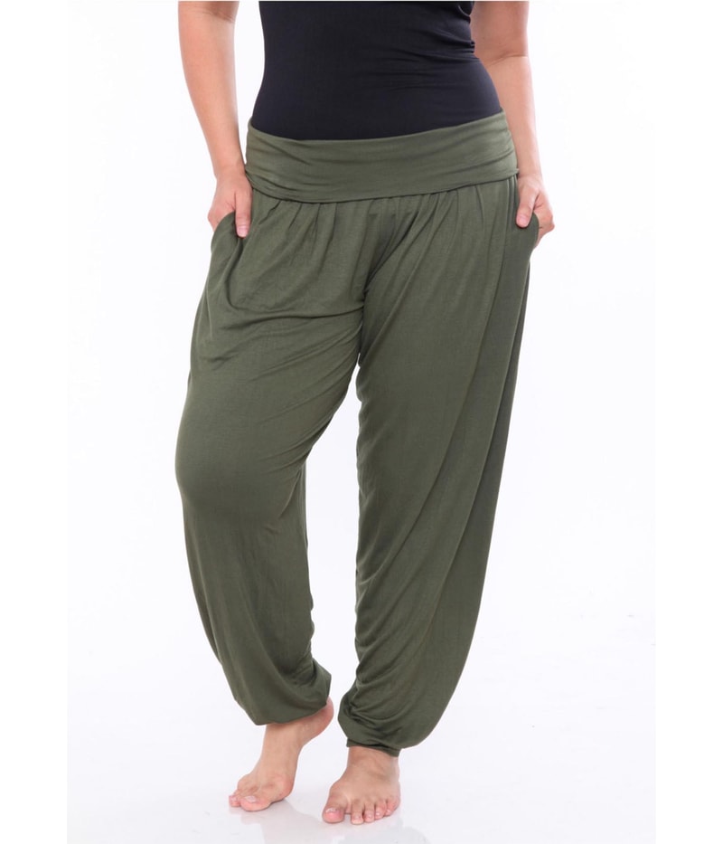 White Mark Womens Flowing Harem Relaxed Casual Pants