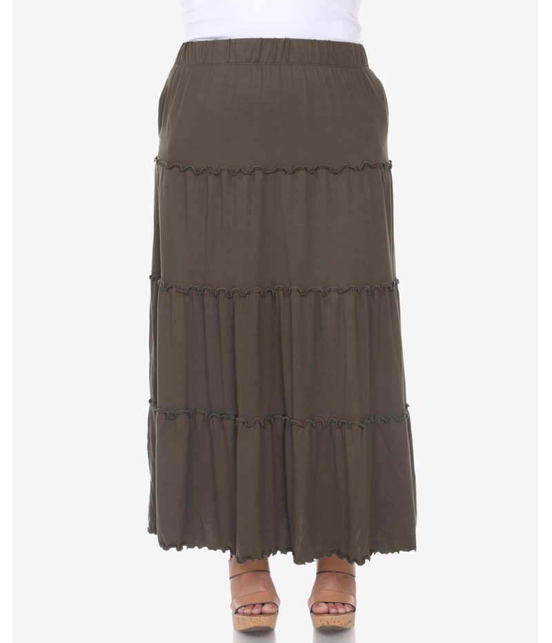 White Mark Womens Tiered Maxi Peasant Skirt