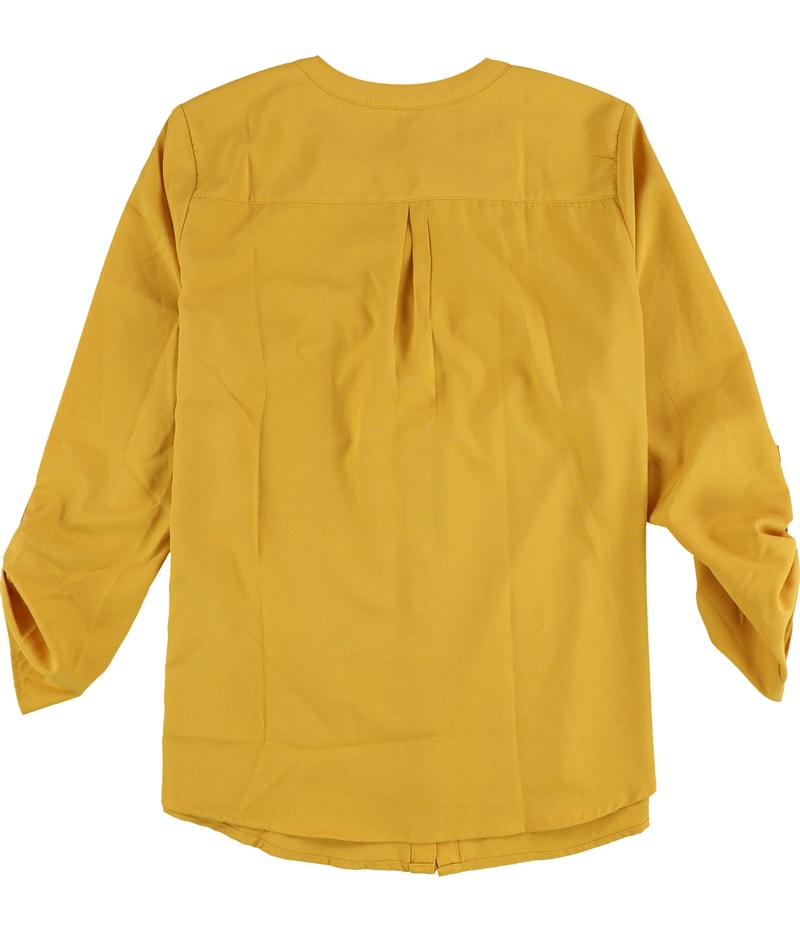 NY Collection Womens Tab sleeve Button Down Blouse