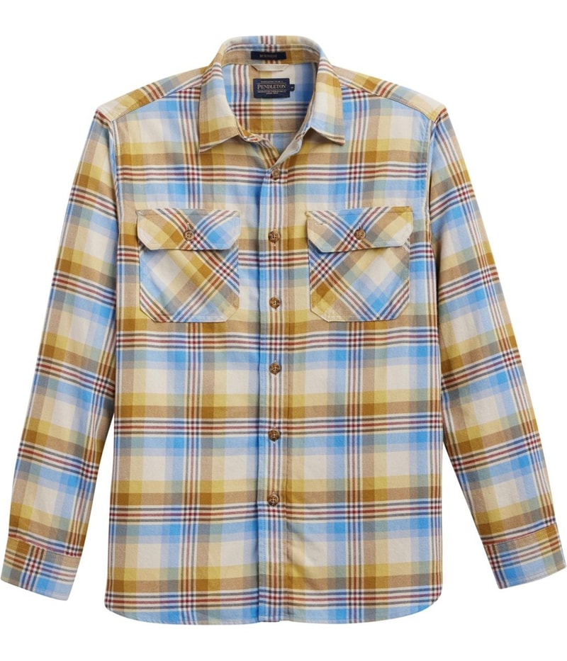 Pendleton Mens Plaid Double-Brushed Button Up Shirt