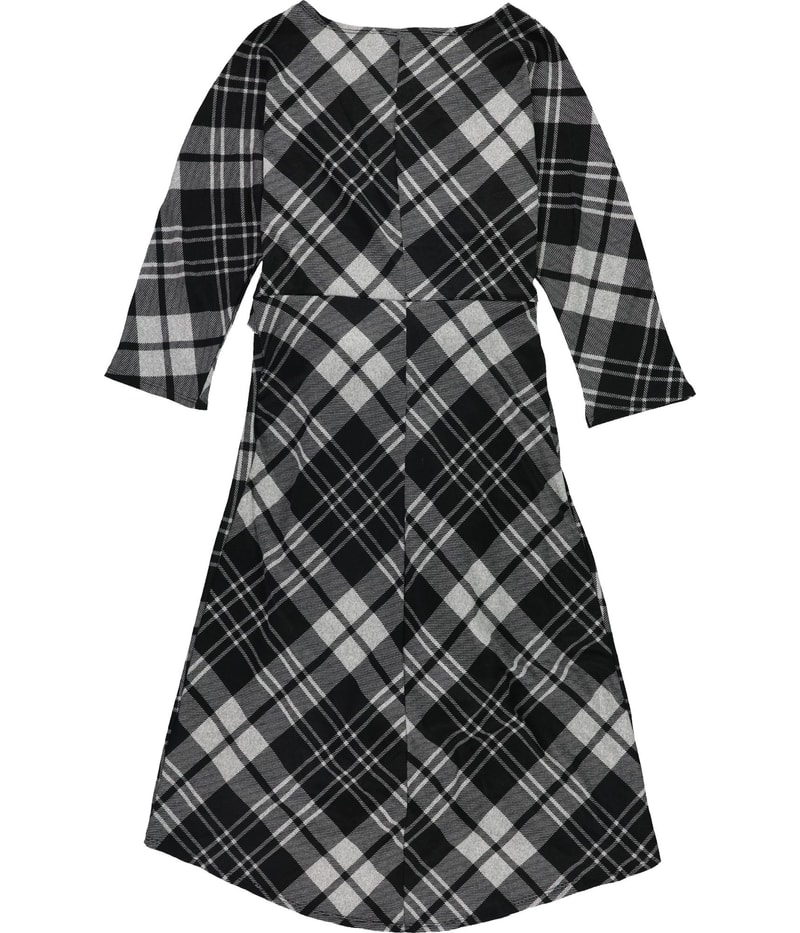 Signature by Robbie Bee Womens Knit Plaid Waist Tie Midi Dress, view 2