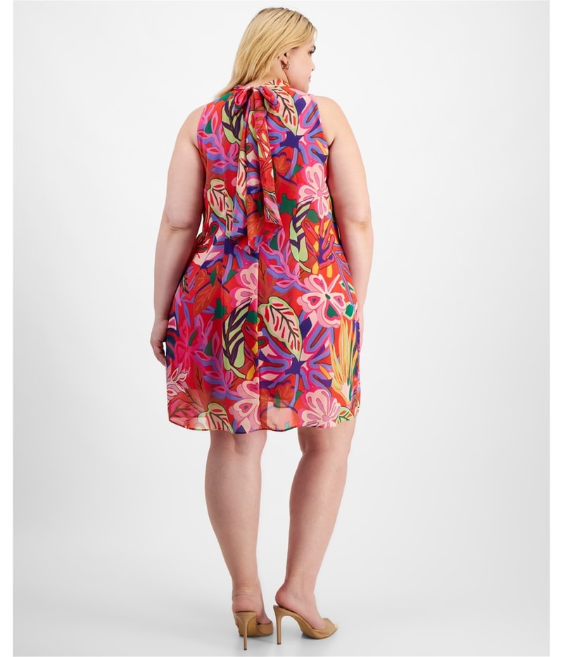 Signature by Robbie Bee Womens Tropical Print Swing Dress