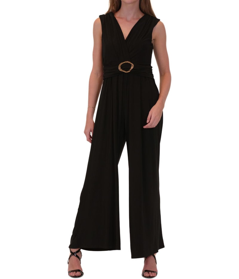 Robbie Bee Womens Belted Jumpsuit