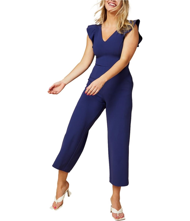 Rachel Roy Womens V Neck Cropped Jumpsuit