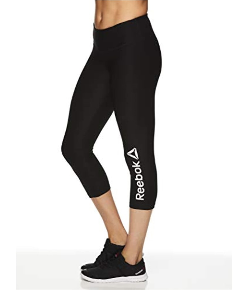 Reebok Womens Branded Capri Tapered Compression Cropped Leggings Athletic Pants