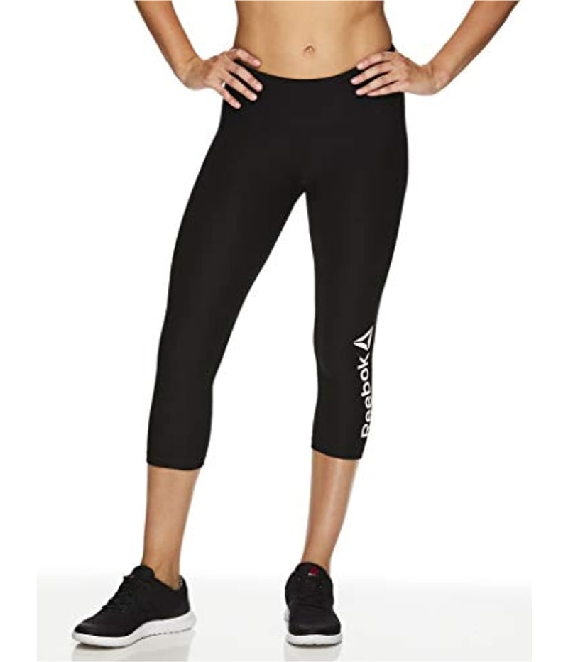 Reebok Womens Branded Capri Tapered Compression Cropped Leggings Athletic Pants
