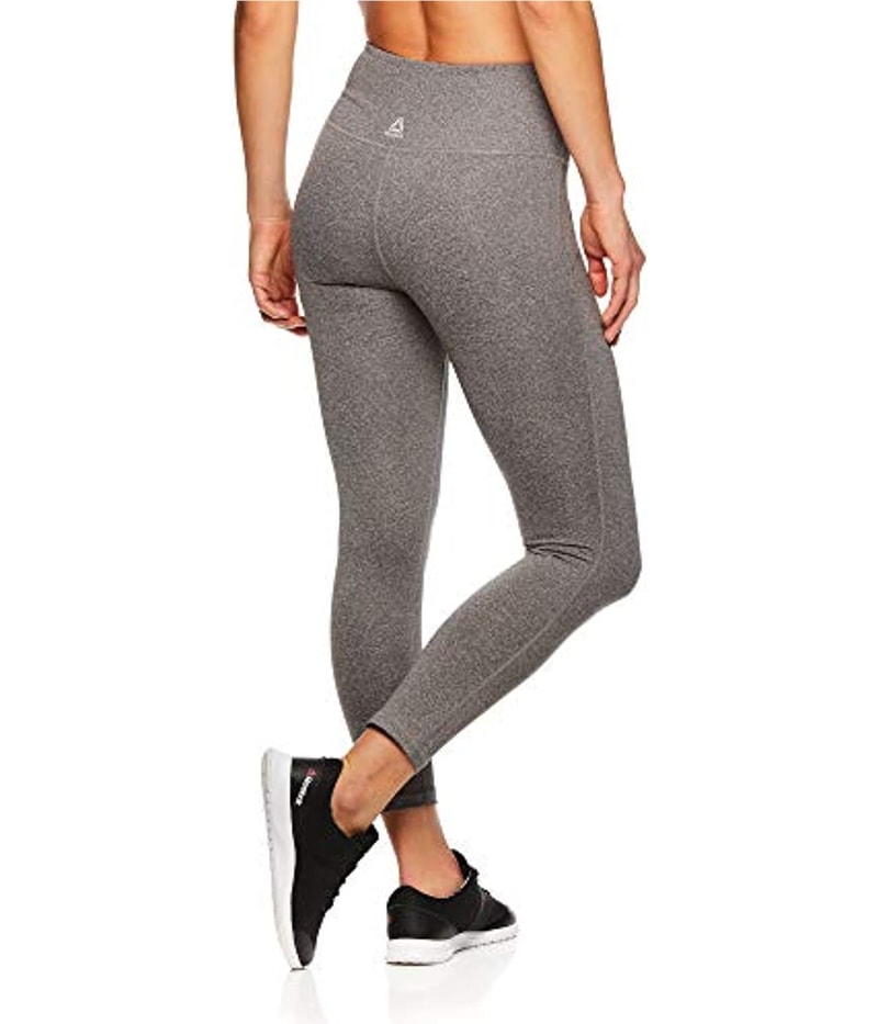 Reebok Womens Momentum Capri Tapered Compression Cropped Mom Athletic Pants in Gray, view 3