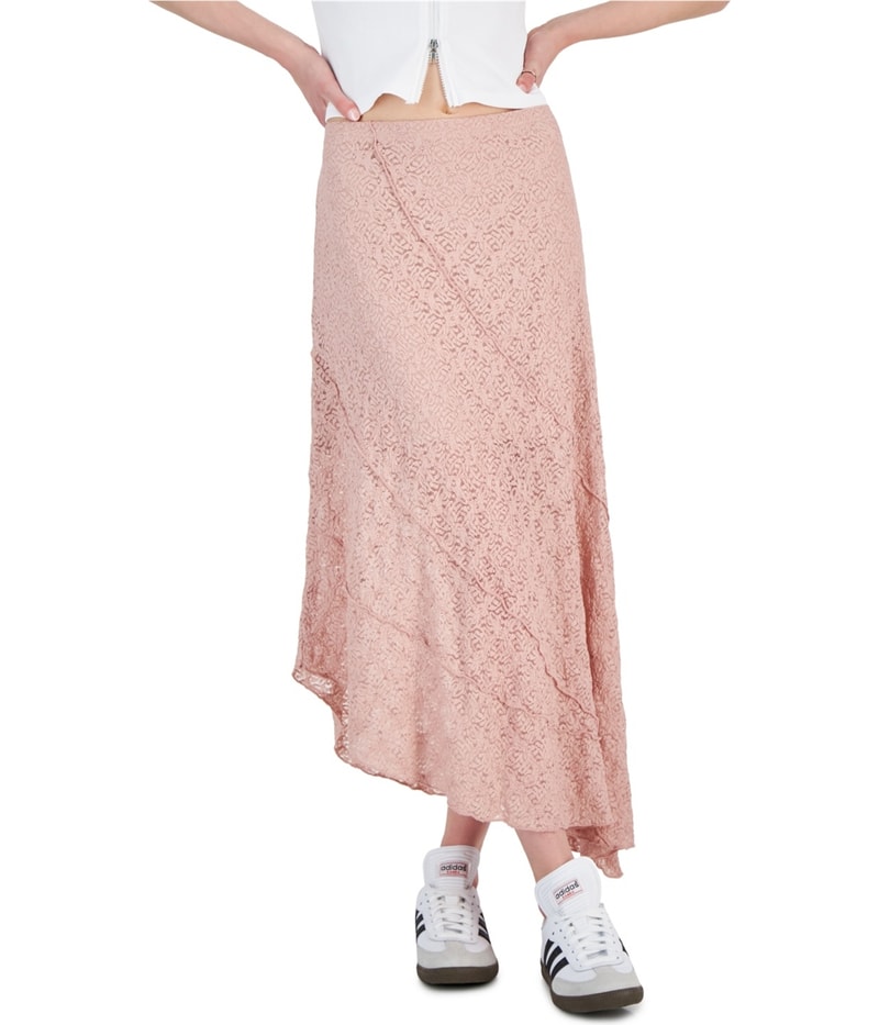 Ultra Flirt Womens Asymmetric Lace Midi Skirt